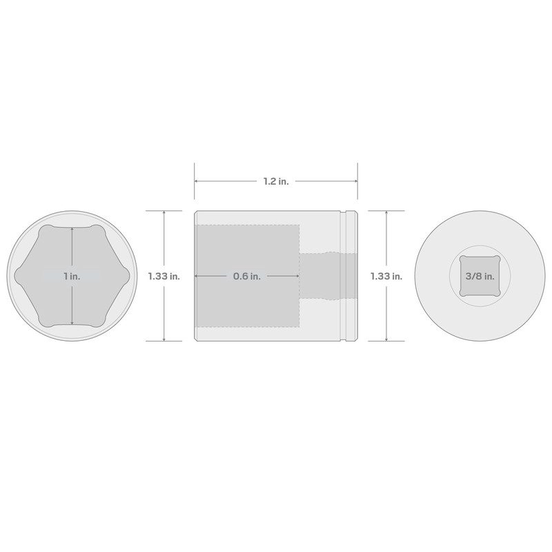 TEKTON 3/8 Inch Drive x 1 Inch 6-Point Socket |