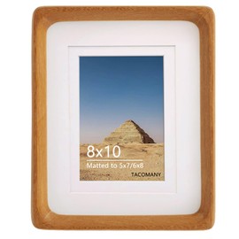 Natural Wood Photo Frames Inspired Tabletop Picture Frame with Mat, Vertical or Horizontal Display (Teak, 8x10 matted to 5x7/6x8)