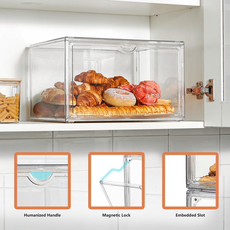 SANKEU 4 Pcs Bread Boxes for Kitchen Countertop, Large Bread