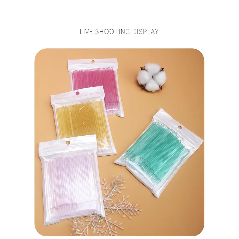 400 Microswabs - Pink Micro Applicator Brush Replacements for Eyelash