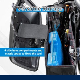 Wsays Saddlebag Liners with 4 Side Tool Pockets Compatible with Harley Touring 2014-2023 Factory Saddlebag Inserts Red Thread Organizers Bag Non-Tapered, Non-Stretched Black