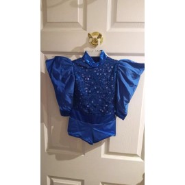 Art Stone  GIRLS ART STONE Size SC Dance Outfit Blue Sequins Sleeveless Zipper Back NEW