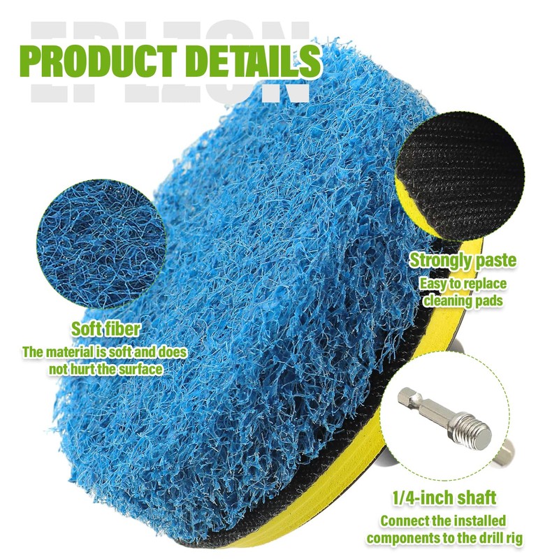 4 Inch Drill Brush Scrub Pads Cleaning Kit, 5X Faster