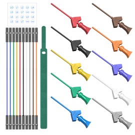 Cleqee 10 Groups Mini Grabber SMD IC Test Hook Clip Jumper Robe Test Lead Kit for Logic Analyzer 10 Colors