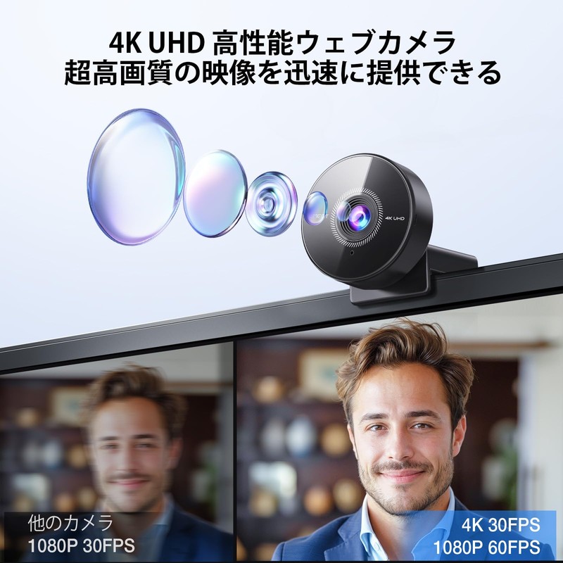 EMEET C950 4K UHD Webcam, 8 Megapixels, 1080P@60FPS Support PDAF