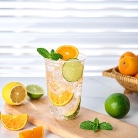 Vplus 16 oz Compostable Clear Plastic Cold Cups, 100 Pack Biodegradable Disposable Cups, BPA & PFAS Free, Plant-Based Plastic Cups for Juice, Wine, Parties, Weddings, and Everyday Use