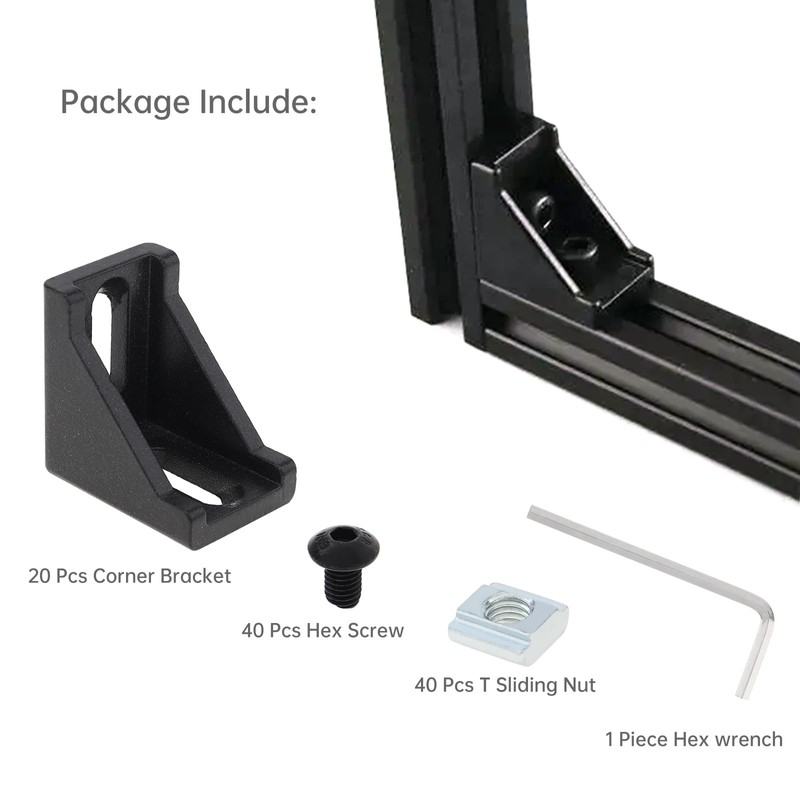 20 Sets 2020 Series Aluminum Extrusion Profile Corner Bracket, CLAHJQX