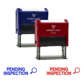 Vivid Stamp Pending Inspection Business Self-Inking Rubber Stamps (Red Ink) - Q-200
