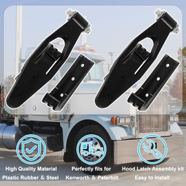 yourour Hood Latch Assembly Kit Fit for Peterbilt 357 367 377 378 379 388 389 and Kenworth T300 T600 T800 W900, Replace 23-13857, 2313857, 63011005, 63011005A,L56-0001