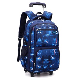 MITOWERMI Boys Rolling Backpacks Kids'Luggage Wheeled Backpack for School Kids Trolley Bags Space-Galaxy Durable Roller Bookbag on 2 Wheels