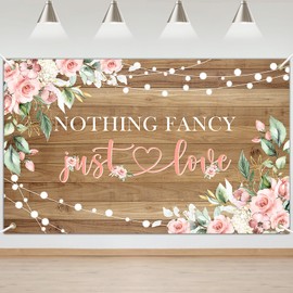 Mocsicka Rustic Nothing Fancy Just Love Backdrop Floral Bridal Shower Background Wedding Party Decorations Photo Booth Props (6x3.6ft)