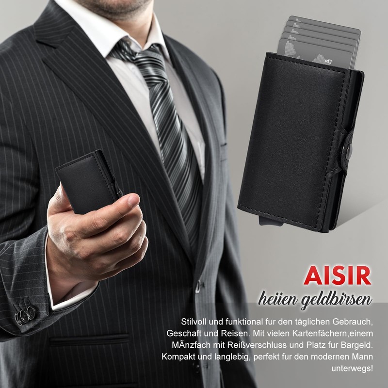 AISIR Wallet, Slim Wallet, Men's Mini Wallet with RFID, Men's