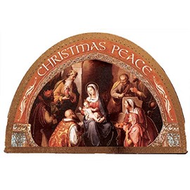The Healing Corner Christmas Plaque Icon Nativity Holy Family Jesus in a Manger Wise Men Gold Foil