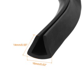 sourcing map sourcing map U Channel Edge Trim, 13.1ft Length Rubber Guard Seal Strip Edge Protector Flat Type Fit for 12mm Edge, (5/8" W x 9/16" H) Black