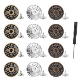 HOTUT Jean Buttons,12Pcs 17mm Button pins for Jeans Buttons for Jeans Replacement Jean Tack Buttons No Sew Metal Buttons, Extender Waistband Extender Jeans Button Reusable and Adjustable