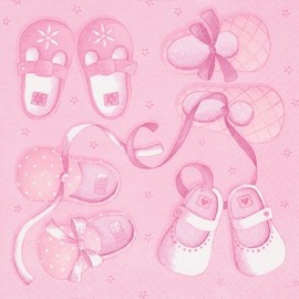 20 Napkins Small Shoes Pink / Girl / Birth / Christening 33 x 33 cm