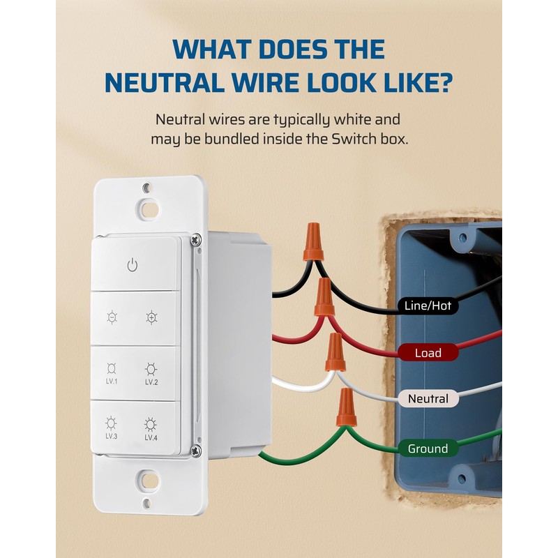 DEWENWILS Wireless Dimmer Switch, Electrical Light Switch, Magnetic Remote Control