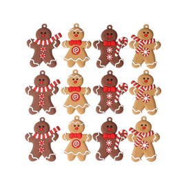 Gingerbread Man Christmas Tree Pendant Snowflake Holiday Decor, Set of 12 ((Multi B))