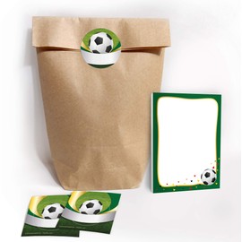 Party Bag Set of 12 Gift Bags, 12 Stickers and 12 Mini Blocks Football / Gift Bags for Party Favours Children Boys Girls at Children's Birthday Wedding Christening Football Tournament