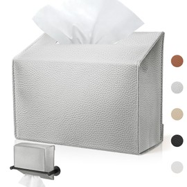 Disposable Hand Towel Box Cover Compatible with Kleenex Disposable Paper Hand Towels, Leather Tissue Box Cover Holder for Bathroom Holder (Silver-2 Pack)
