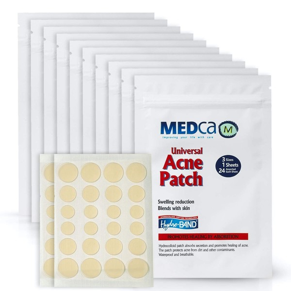 Acne Absorbing Covers - Hydrocolloid Acne Care Bandages (240 Count) Three Universal Patch Sizes, Acne Blemish Treatment for Face & Skin Spot Pore Patch that Conceals, Reduce Pimples and Blackheads