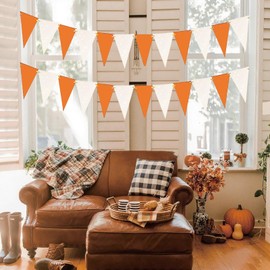 Fall Party Thanksgiving Decorations Birthday/Graduation Decorations Orange 2025/Orange Graduation Party/Triangle Bunting Banner Orange Grad Backdrop