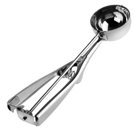 KADAX Stainless Steel Ice Cream Scoop with Lever, 5.5 cm, Ball Cutter for Ice Cream, Ice Cream, Mashed Potatoes, Meatballs, Fruit, Dough, Scoop with Tongs Handle