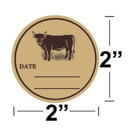 2 Inch Circular Beef Sticker Beef Canning Labels - Farm Kraft Beef Label Natural Brown Beef Storage Stickers Farmer's Market Packaging Stickers for Kitchens Supermarkets Meat Markets 300pcs