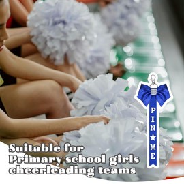 Pin Me Ribbon for Cheer Bag Navy Blue Bow Keychains for Backpacks Cheer Stuff for Girls Toddler Cheerleader Gifts for Kids Niece Birthday Graduation Gifts for Daughter Girls Bow Key Chain 2 Pcs