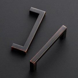 Ravinte 10 Pack Solid 4 Inches Oil-Rubbed Bronze Kitchen Cabinet Handles - Slim Square Drawer Pulls Hardware (9mm Width)