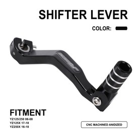 JFG Motorcycle Foot Shift Pedal, Change Pedal, Aluminum, Anti-Slip, Foldable, High Strength, Durable, Compatible Vehicles YZ125/125X, YZ250/250X, Motorcycle Shift Lever - Black