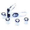 4 Valve Caps + Key Fob Skull Pendant Chrome Key