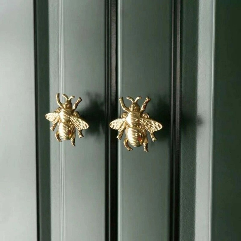 DwellStudio 2 Vintage Gold Brass Bumblebee Bee Hardware Drawer Pulls