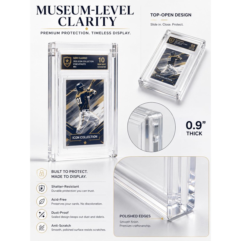 WEIMINLI PSA Acrylic Slab Case, Wood Base Graded Card Display