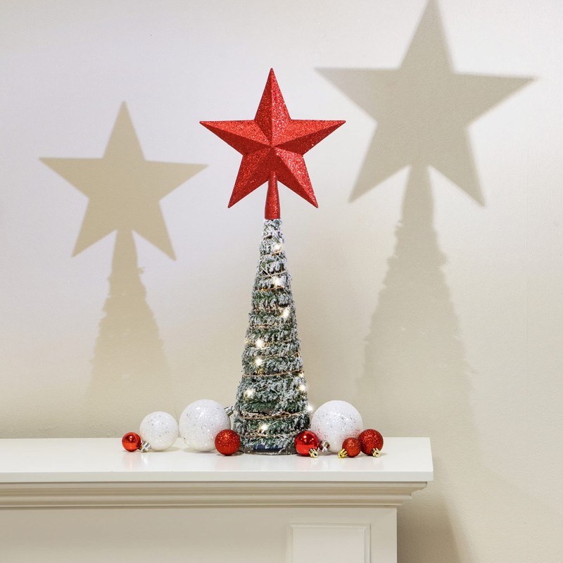 com-four® Christmas Tree Topper in Star Shape, Red Star for