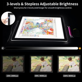 TSOCOS Light Board for Tracing, A3 Light Pad for Diamond Painting, 3 Levels Brightness Ultra-Slim Tracing Art LED Light Box for Weeding Vinyl Drawing Diamond Painting Sketching