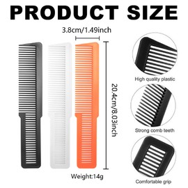 Barber Combs Stylist Comb,4 Pcs Flat Top Combs Flat Top Clippers Flat Top Stylist Combs Square Back Barber Cutting Combs for Creating Styling Hair Cuts