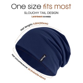 FURTALK Beanie Hat for Men Women Cotton Summer Hat Stylish Lightweight Breathable Running Sleeping Chemo Headwear, Black, dark grey, navy blue, Unit size