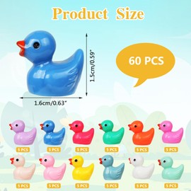 UHOMENY 12 Colors Resin Tiny Ducks 60pcs Mini Resin Duck Statues Cute Colorful Mini Ducks Simulation Resin Small Duckling with box for Aquarium Garden Landscape Christmas Birthday Party Decor