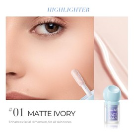 SACE LADY Maquillaje iluminador, iluminador líquido mezclable y duradero, natural 3D crema para rostro, ojos y labios (marfil mate, 0.13 onzas)
