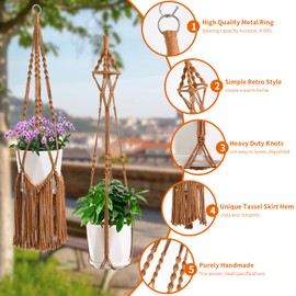 SFENNGPET Macrame Plant Hangers, 5Pack Hanging Planters for Indoor Plants w/ 5 Set Hangers Kit Handmade Macromay Plant Hangers Indoor Flower Pots Holder Stand for Boho Home Décor