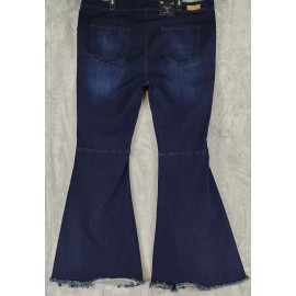 L&B Lucky & Blessed Jeans Womens 24 Blue Dark Denim Distressed Bell Bottom Pants