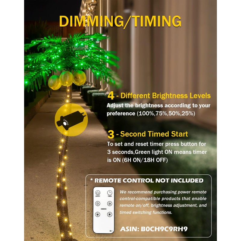 TYBEEU 5ft Lighted Palm Tree 136 LED Lights with Glowing