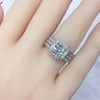 MABELLA Princess Sterling Silver Cubic Zirconia Wedding Engagement Ring Set
