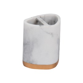 Maison Sucasa Toothbrush Holder for Bathroom, Countertop, Bathroom Accessory, Marble Design, Resin, White