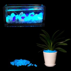 OGIFOAHC Glow in The Dark Rocks， Non-Toxic Glowing Stones for Use as Aquarium/Fish Tank Accessories or Indoor/Outdoor Decoration/Pathway/Garden(100pcs,Jewel Blue)