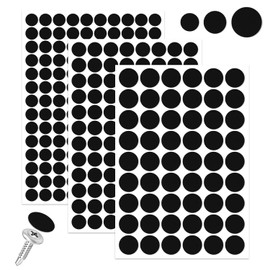 290 Pcs Self-Adhesive Screw Hole Stickers, PVC Non-Faded Screw Hole Cover Caps, Self-Adhesive Screw Covers Caps Dustproof Sticker for Wooden Furniture Cabinet 12mm, 15mm, 21mm (Black)