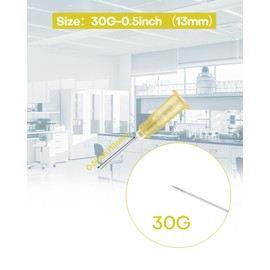 100 Pack 30Ga 1/2 Inch(13mm) Injection Needle Sterile Disposable for Lab Supplies, Pet, Poultry, and Industrial Dispensing