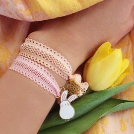 Super Soft Fabric Hair Bands / Wristbands with Four Cute Pendants, Ideal Gift for Women, Children, Girls