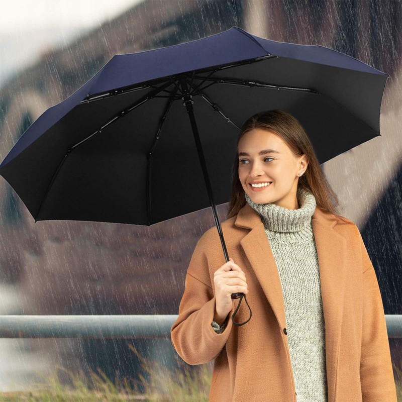 EEPLUYTY Umbrellas, Automatic Umbrella, Pocket Umbrella, Open-Close with 8 Ribs,